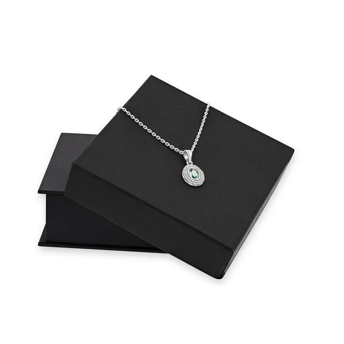 Ema Jewels Necklaces Hebe Emerald Sterling Silver Necklace