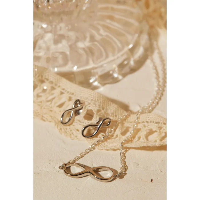Forever Infinity Necklace and Lachesis Infinity Sterling Silver Earrings SET Ema Jewels Earrings