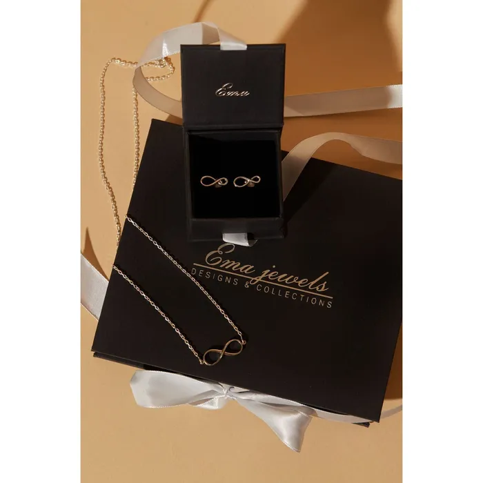 Forever Infinity Necklace and Lachesis Infinity Sterling Silver Earrings SET Ema Jewels Earrings
