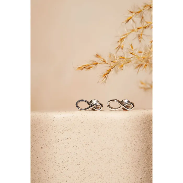 Forever Infinity Necklace and Lachesis Infinity Sterling Silver Earrings SET Ema Jewels Earrings