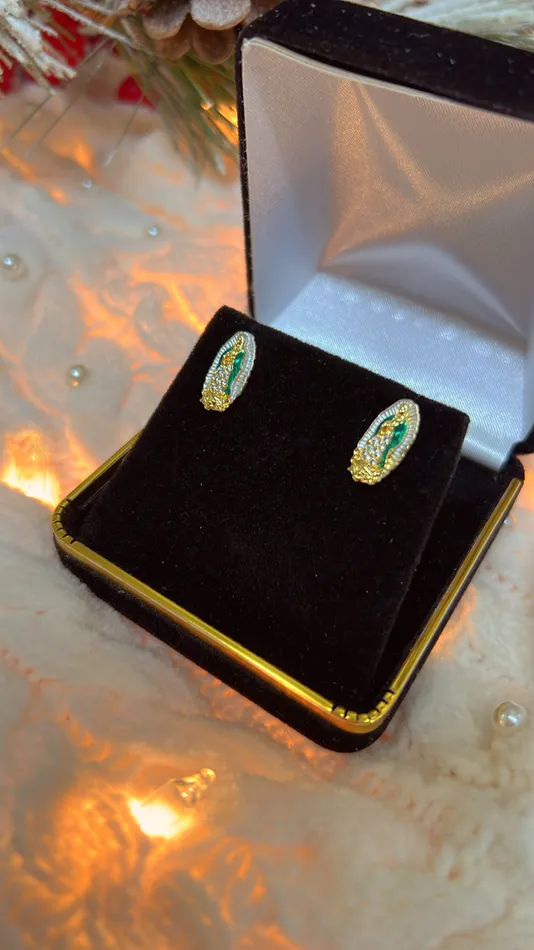 Green Virgin Mary Stud Earrings MP Jewelry Earrings