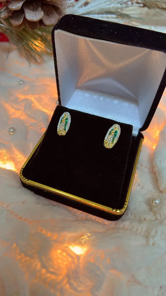 Green Virgin Mary Stud Earrings MP Jewelry Earrings