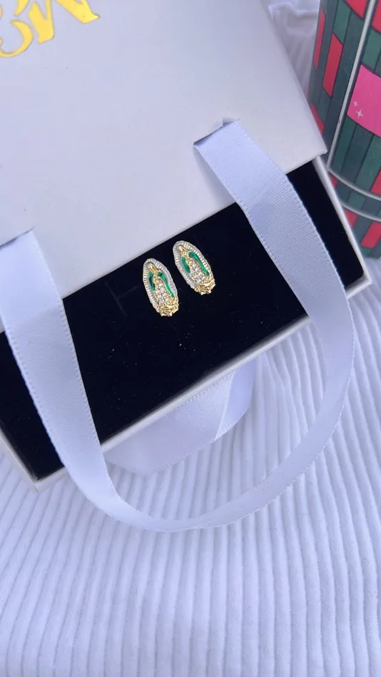 Green Virgin Mary Stud Earrings MP Jewelry Earrings