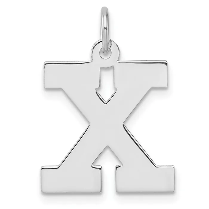 Large Sterling Silver Rhodiumplated Block Letter X Initial Charm TreasureFineJewelers Rings Large Sterling Silver Rhodiumplated Block Letter X Initial Charm TreasureFineJewelers Rings