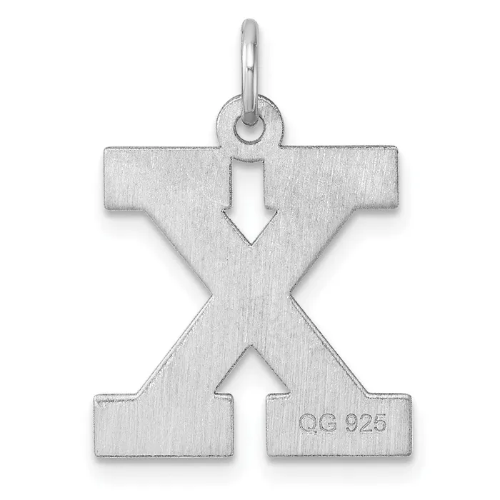 Large Sterling Silver Rhodiumplated Block Letter X Initial Charm TreasureFineJewelers Rings