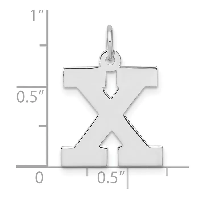 Large Sterling Silver Rhodiumplated Block Letter X Initial Charm TreasureFineJewelers Rings