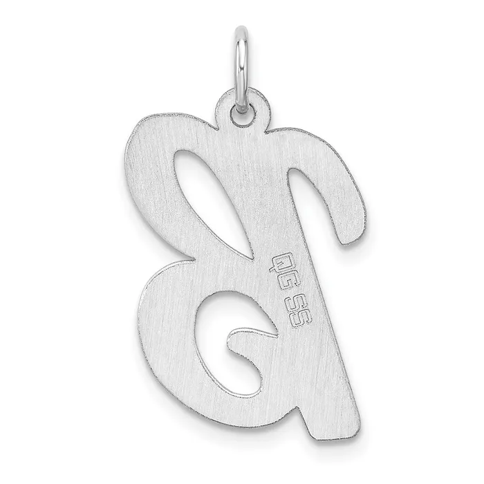 Large Sterling Silver Rhodiumplated Script Letter B Initial Charm TreasureFineJewelers Necklaces