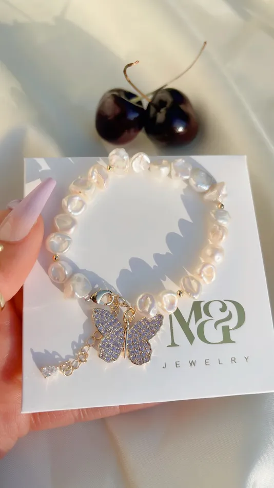 MP Jewelry Lavender Butterfly Pearl Bracelet Bracelets