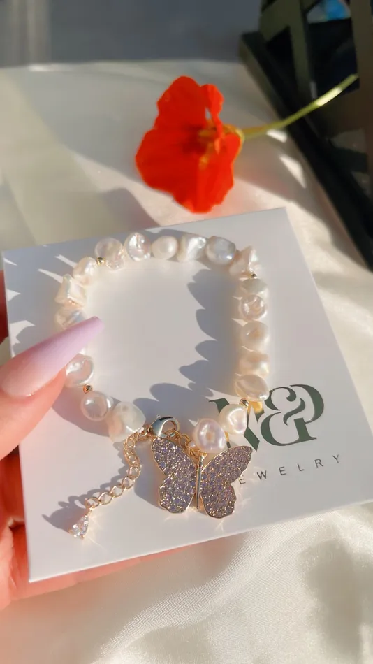 MP Jewelry Lavender Butterfly Pearl Bracelet Bracelets