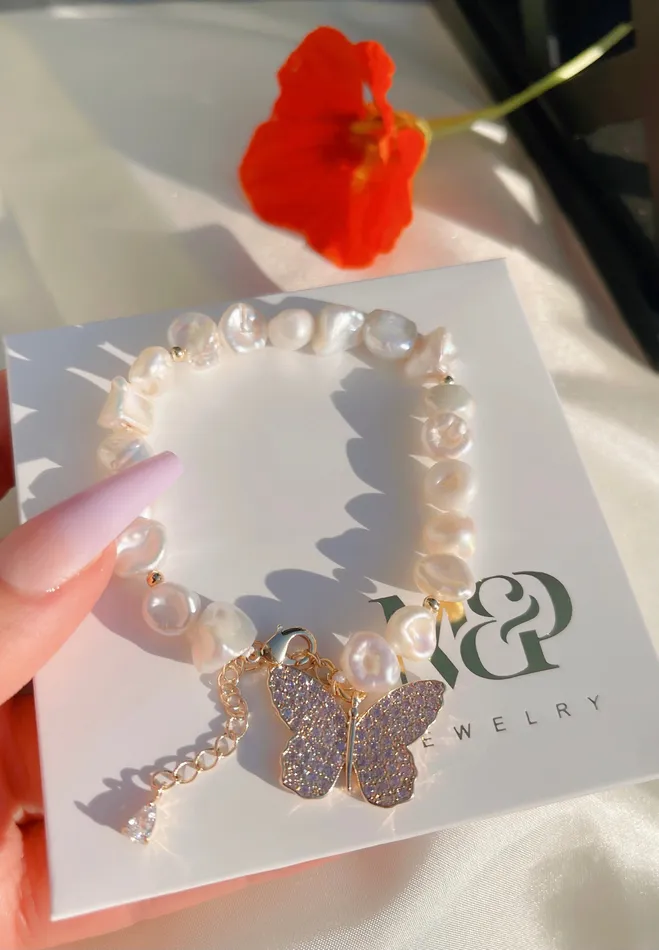 MP Jewelry Lavender Butterfly Pearl Bracelet Bracelets