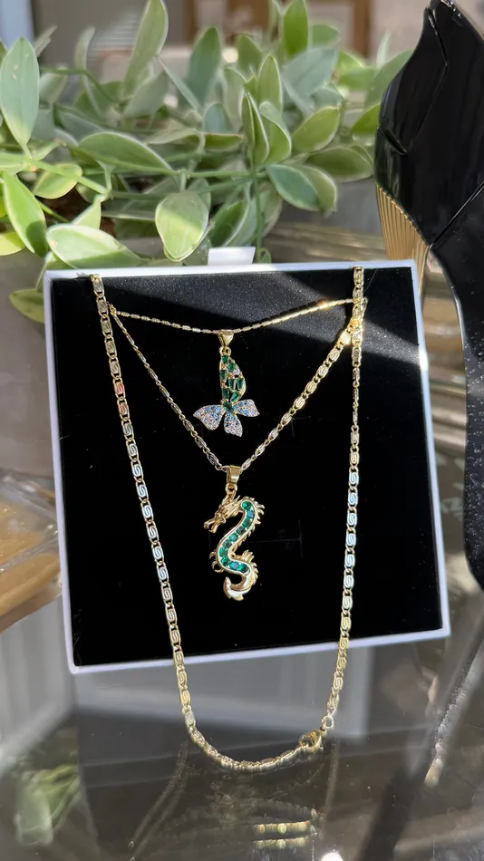 MP Jewelry Necklaces Jade Dragon Necklace Set