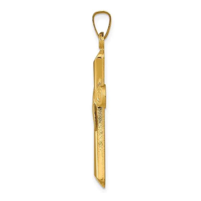 Necklaces 14K TwoTone Hollow Cross wDrape Pendant TreasureFineJewelers