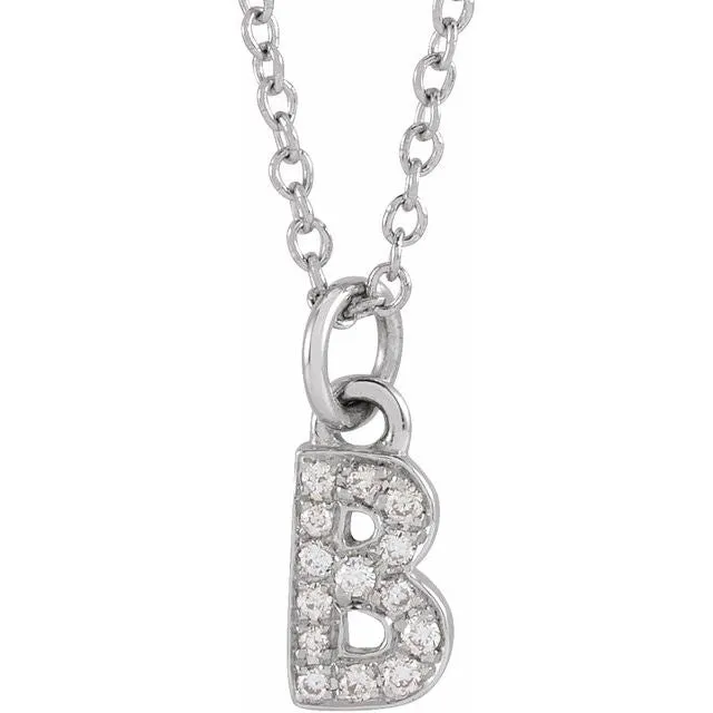 Necklaces 14K White Gold 05 CTW Natural Diamond Petite Initial B 1618 Necklace TreasureFineJewelers Necklaces 14K White Gold 05 CTW Natural Diamond Petite Initial B 1618 Necklace TreasureFineJewelers