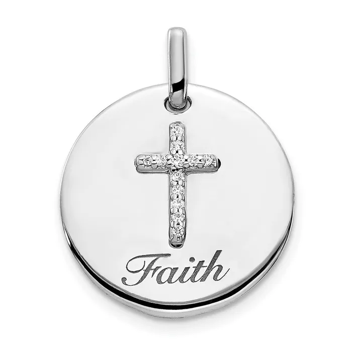 Necklaces 14k White Gold Diamond Cross Faith Pendant TreasureFineJewelers Necklaces 14k White Gold Diamond Cross Faith Pendant TreasureFineJewelers