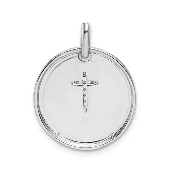 Necklaces 14k White Gold Diamond Cross Faith Pendant TreasureFineJewelers