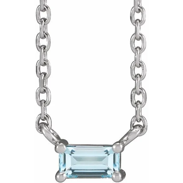 Necklaces 14K White Gold Natural Sky Blue Topaz Solitaire 18 Necklace TreasureFineJewelers Necklaces 14K White Gold Natural Sky Blue Topaz Solitaire 18 Necklace TreasureFineJewelers