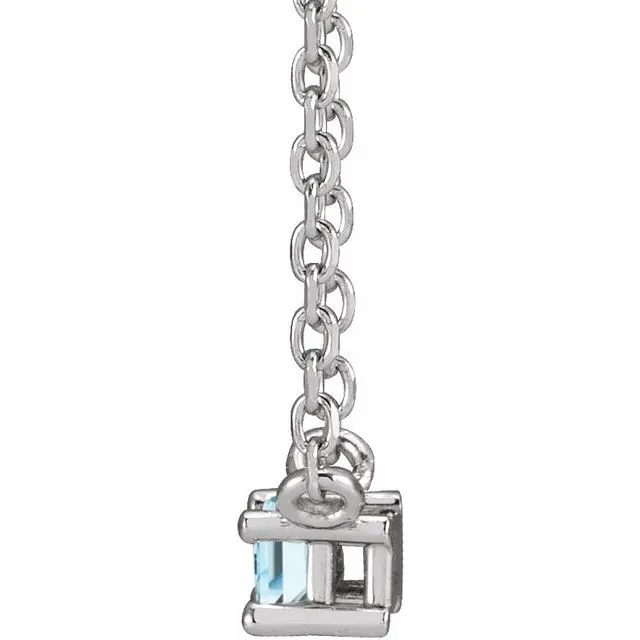 Necklaces 14K White Gold Natural Sky Blue Topaz Solitaire 18 Necklace TreasureFineJewelers