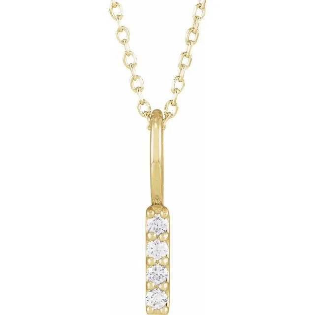 Necklaces 14K Yellow Gold 07 CTW Natural Diamond Vertical Bar 1618 Necklace TreasureFineJewelers