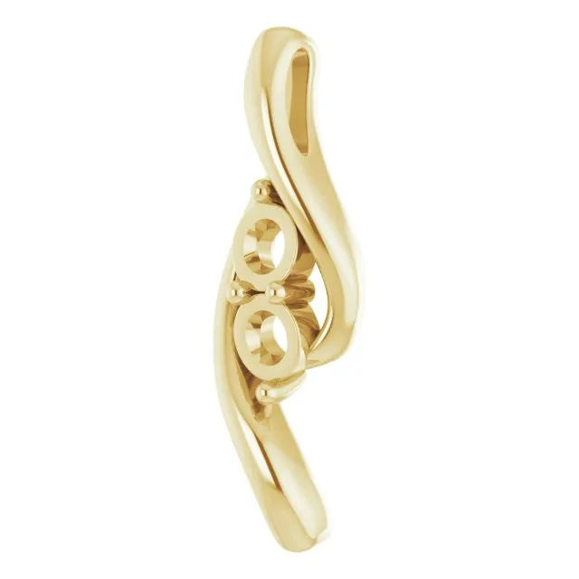 Necklaces 14K Yellow Gold 39 mm Round TwoStone Pendant Mounting TreasureFineJewelers