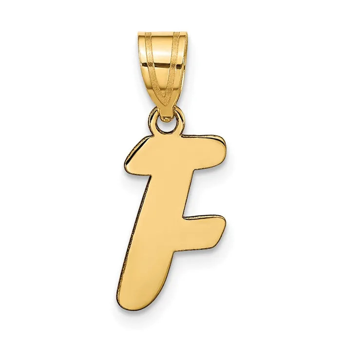Necklaces 14k Yellow Gold Polished Script Letter F Initial Pendant TreasureFineJewelers Necklaces 14k Yellow Gold Polished Script Letter F Initial Pendant TreasureFineJewelers