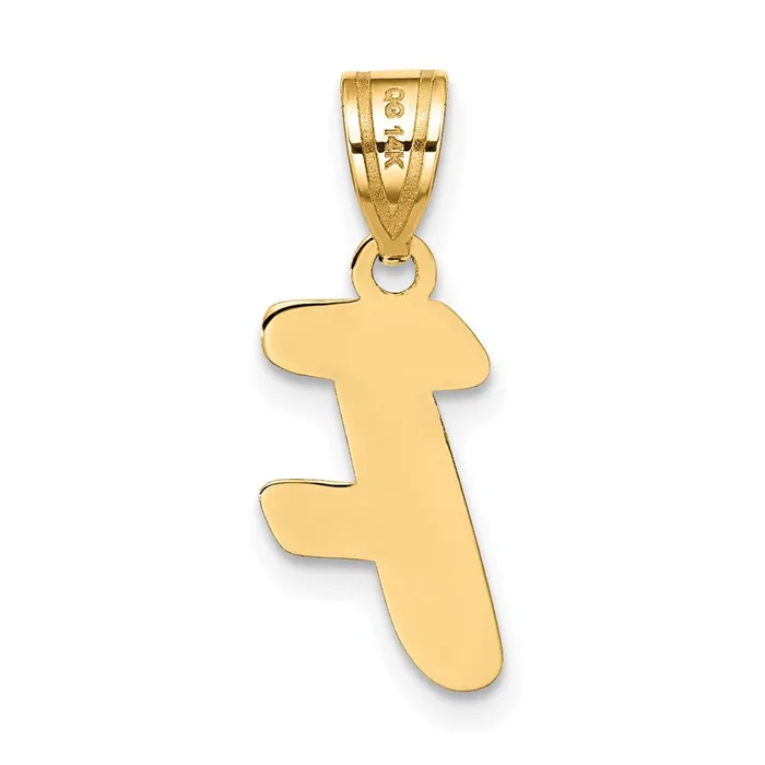 Necklaces 14k Yellow Gold Polished Script Letter F Initial Pendant TreasureFineJewelers