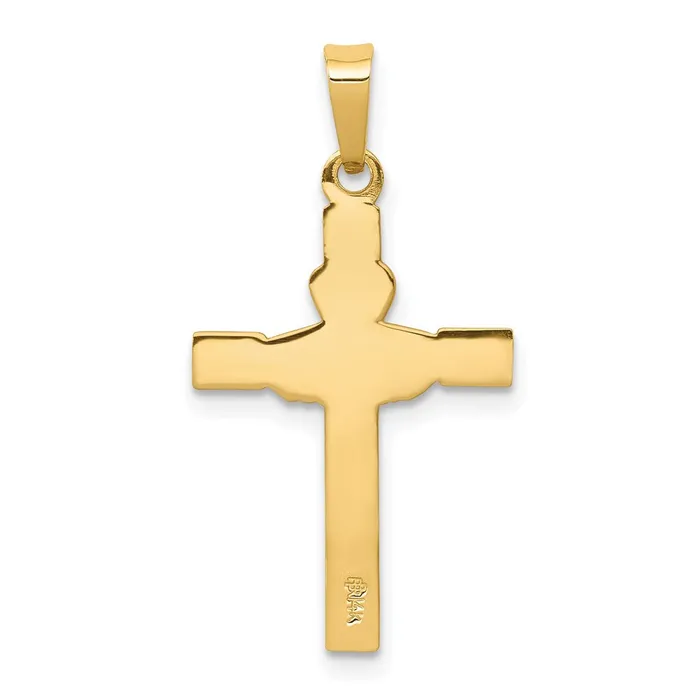 Necklaces 14k Yellow Gold Rhodium and Rhodium Polished Claddagh Cross Pendant TreasureFineJewelers