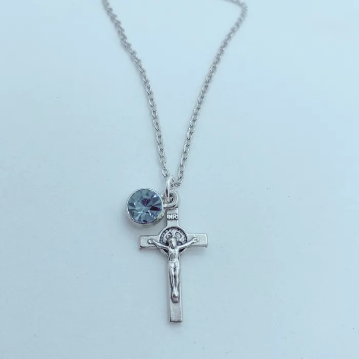 Necklaces Catholic Gifts Canada St Benedict Crucifix Birthstone Necklace