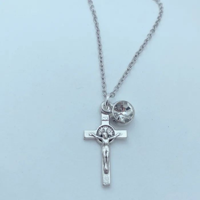 Necklaces Catholic Gifts Canada St Benedict Crucifix Birthstone Necklace