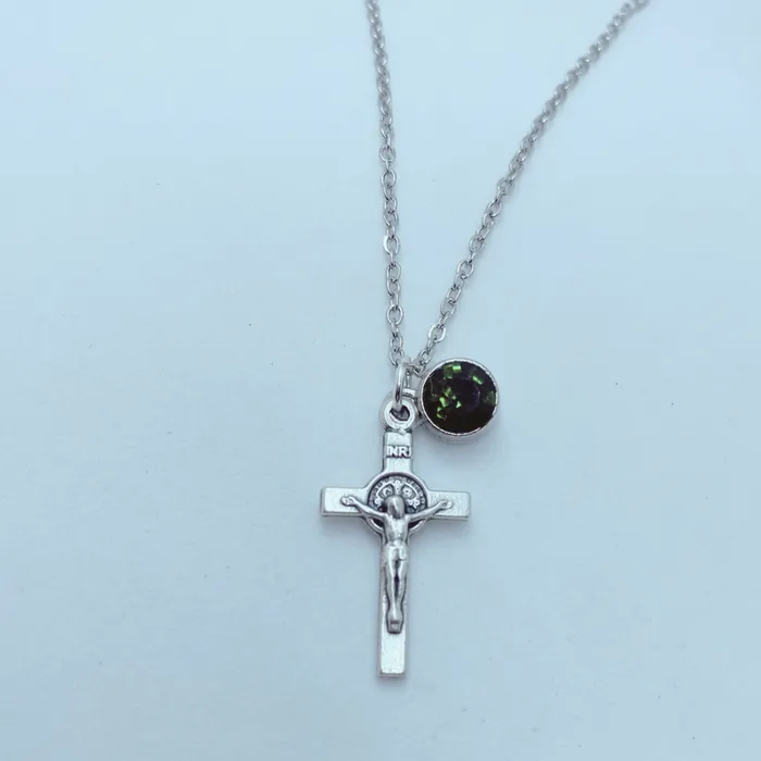Necklaces Catholic Gifts Canada St Benedict Crucifix Birthstone Necklace