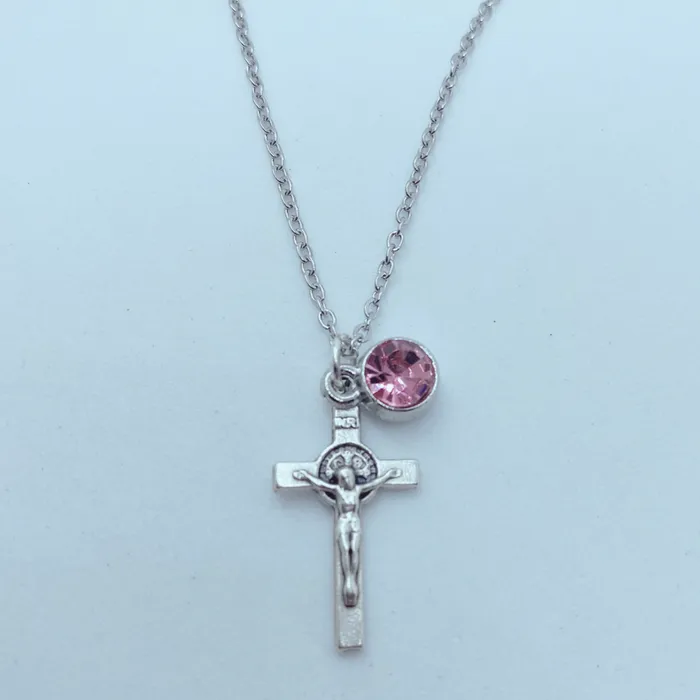 Necklaces Catholic Gifts Canada St Benedict Crucifix Birthstone Necklace