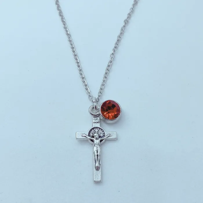 Necklaces Catholic Gifts Canada St Benedict Crucifix Birthstone Necklace