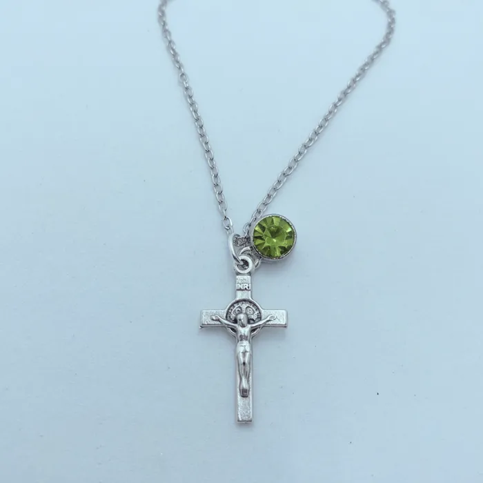 Necklaces Catholic Gifts Canada St Benedict Crucifix Birthstone Necklace