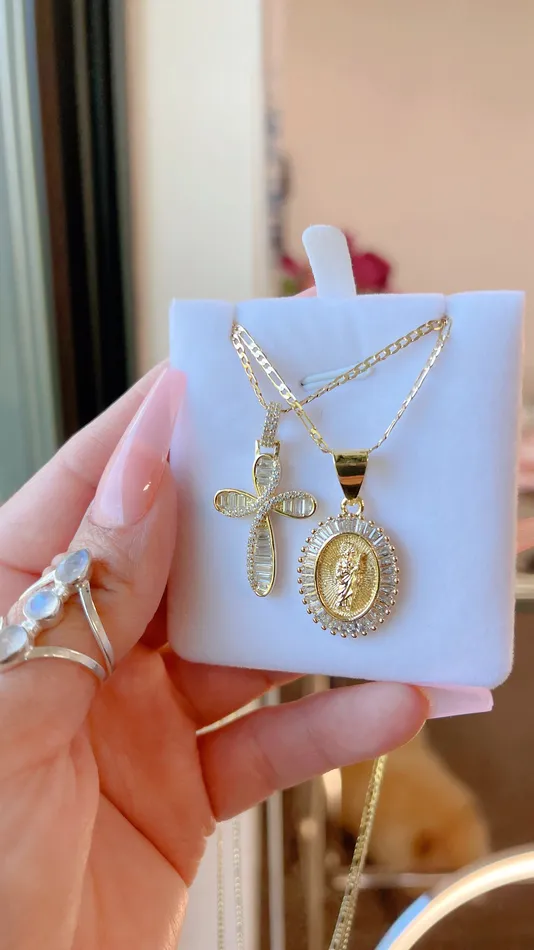 Necklaces MP Jewelry Gold Filled Diamond San Juditas Necklace Set