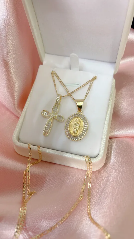 Necklaces MP Jewelry Gold Filled Diamond San Juditas Necklace Set