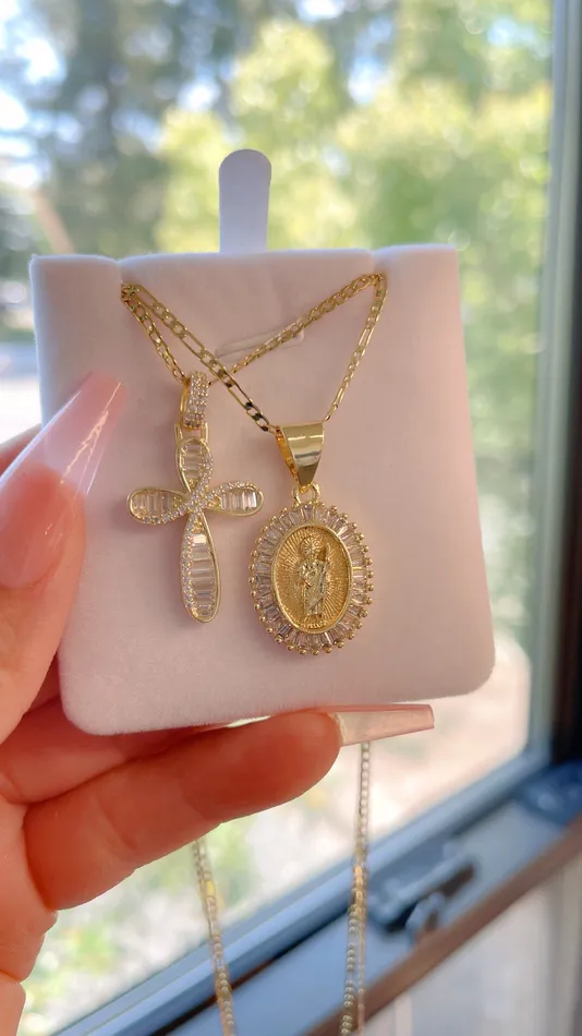 Necklaces MP Jewelry Gold Filled Diamond San Juditas Necklace Set