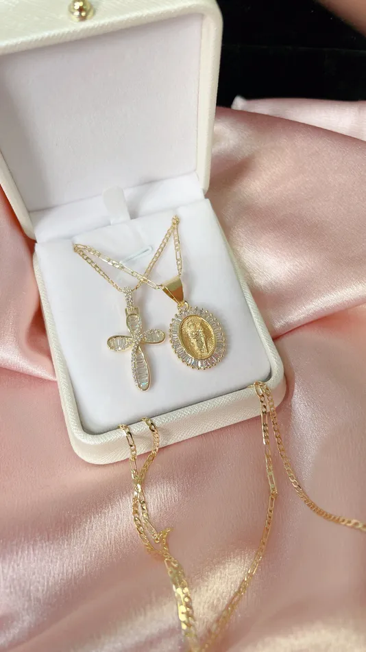 Necklaces MP Jewelry Gold Filled Diamond San Juditas Necklace Set