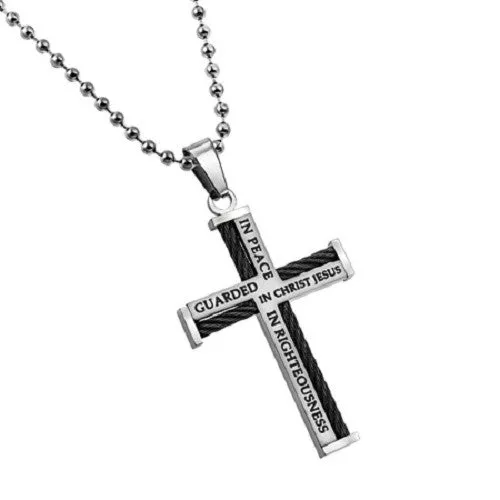 Necklaces North Arrow Shop Guarded Cable Cross Necklace Stainless Steel Bead Chain Necklaces North Arrow Shop Guarded Cable Cross Necklace Stainless Steel Bead Chain