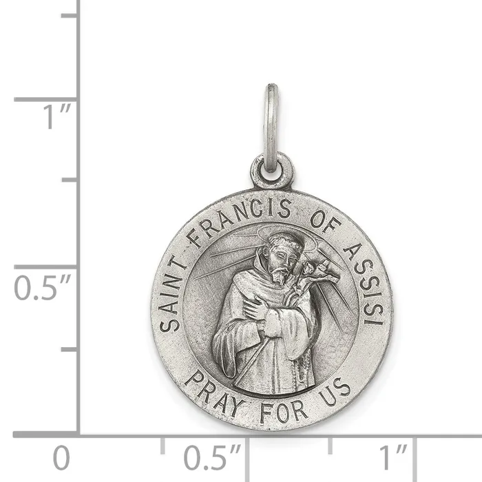 Necklaces Sterling Silver Antiqued Saint Francis of Assisi Medal TreasureFineJewelers