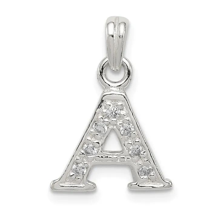 Necklaces Sterling Silver CZ Letter A Initial Pendant TreasureFineJewelers Necklaces Sterling Silver CZ Letter A Initial Pendant TreasureFineJewelers