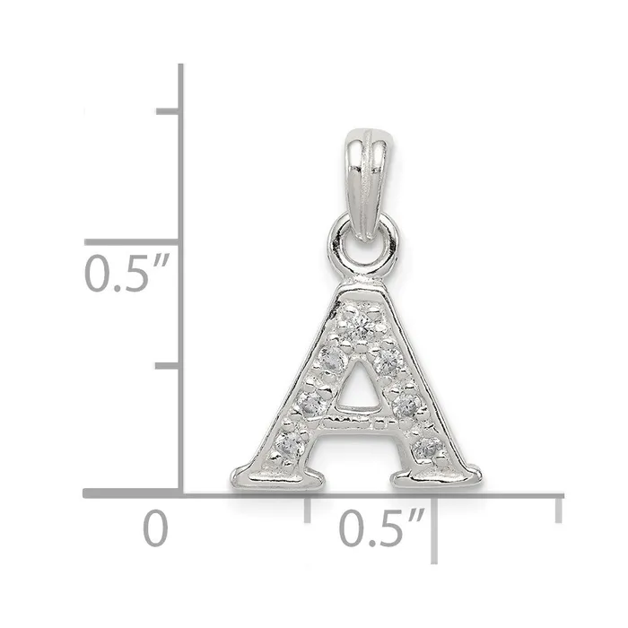 Necklaces Sterling Silver CZ Letter A Initial Pendant TreasureFineJewelers