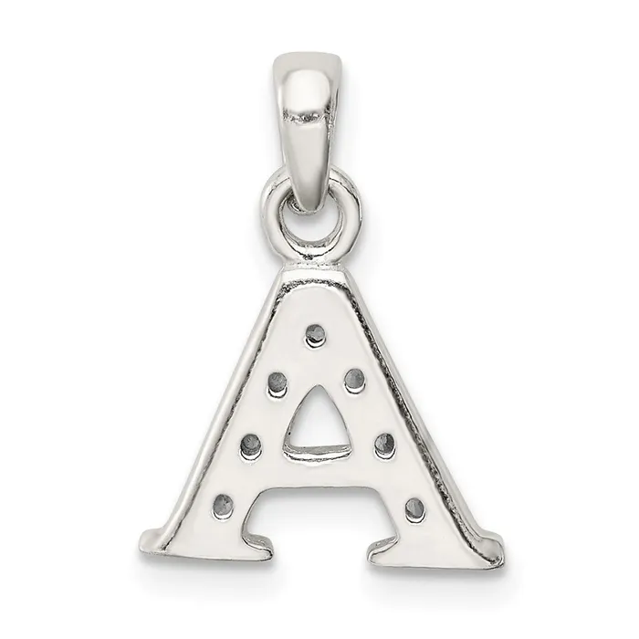 Necklaces Sterling Silver CZ Letter A Initial Pendant TreasureFineJewelers