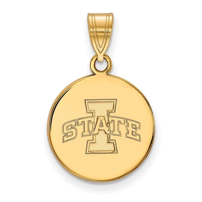 Necklaces Sterling Silver Goldplated Iowa State University Medium Disc Pendant TreasureFineJewelers Necklaces Sterling Silver Goldplated Iowa State University Medium Disc Pendant TreasureFineJewelers