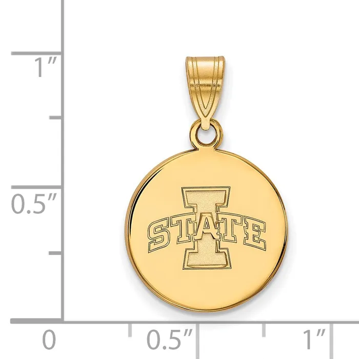 Necklaces Sterling Silver Goldplated Iowa State University Medium Disc Pendant TreasureFineJewelers