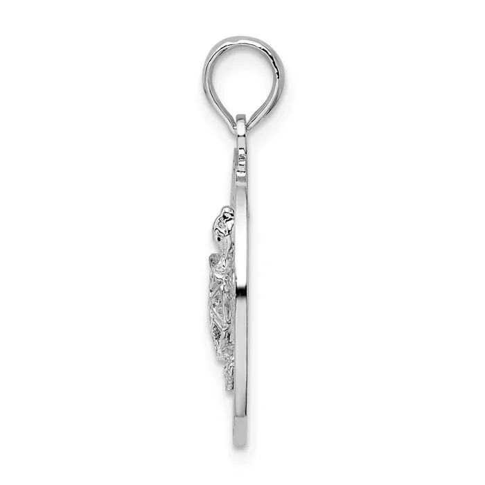 Necklaces Sterling Silver Polished Bonaire Circle wTurtle Pendant TreasureFineJewelers