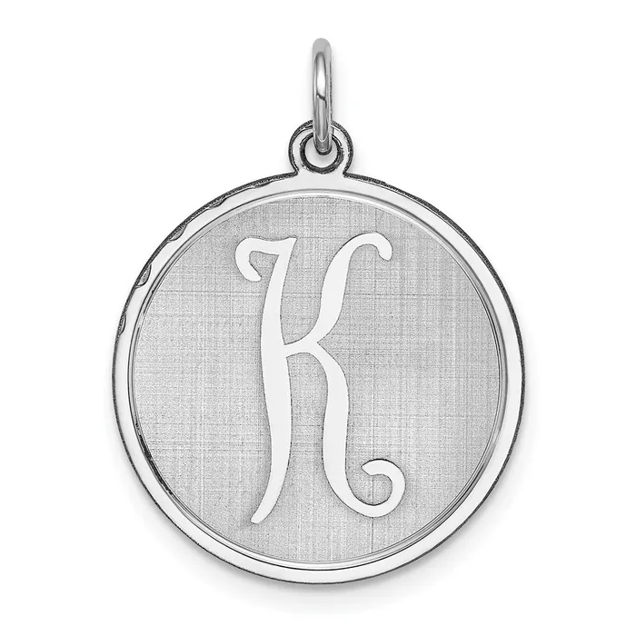 Necklaces Sterling Silver Rhodiumplated Brocaded Letter K Initial Charm TreasureFineJewelers Necklaces Sterling Silver Rhodiumplated Brocaded Letter K Initial Charm TreasureFineJewelers