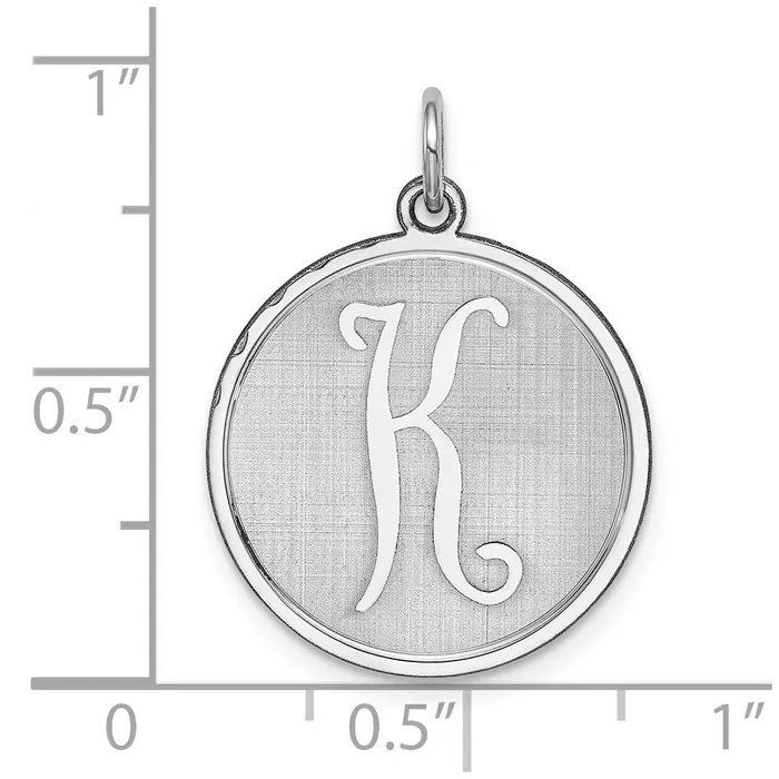 Necklaces Sterling Silver Rhodiumplated Brocaded Letter K Initial Charm TreasureFineJewelers