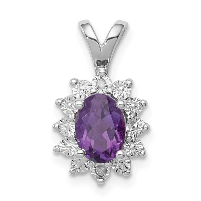 Necklaces Sterling Silver Rhodiumplated Diamond and Amethyst Pendant TreasureFineJewelers Necklaces Sterling Silver Rhodiumplated Diamond and Amethyst Pendant TreasureFineJewelers