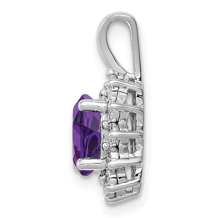 Necklaces Sterling Silver Rhodiumplated Diamond and Amethyst Pendant TreasureFineJewelers