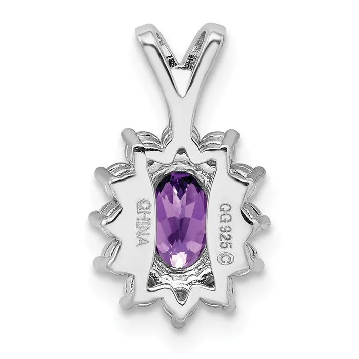 Necklaces Sterling Silver Rhodiumplated Diamond and Amethyst Pendant TreasureFineJewelers
