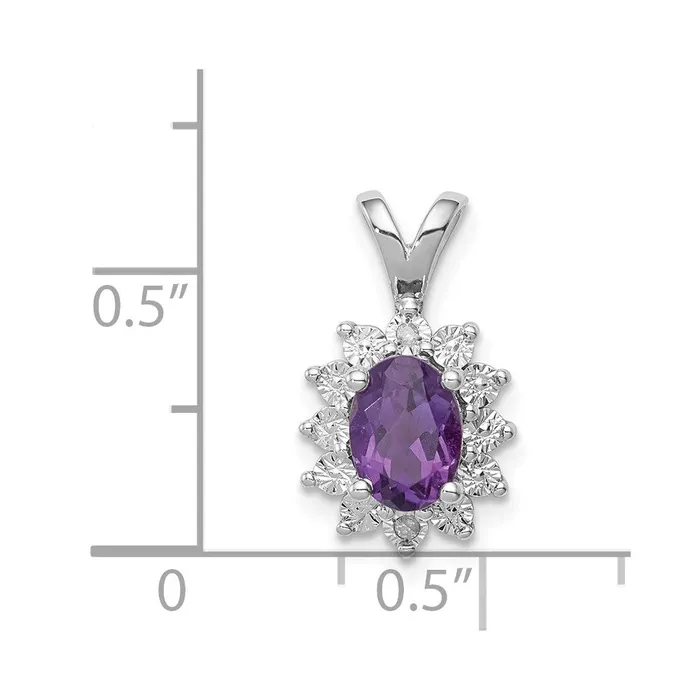Necklaces Sterling Silver Rhodiumplated Diamond and Amethyst Pendant TreasureFineJewelers